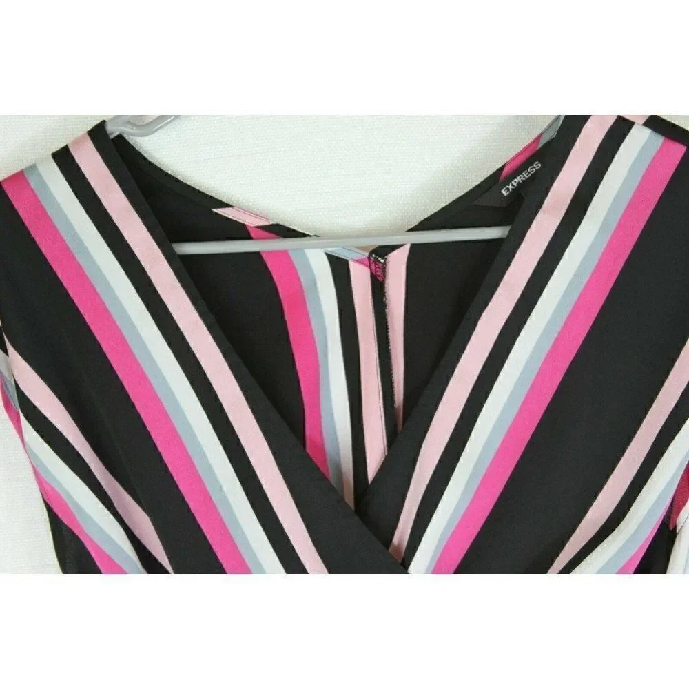 Express Womens Top Wrap Peplum Pink Black Size XS